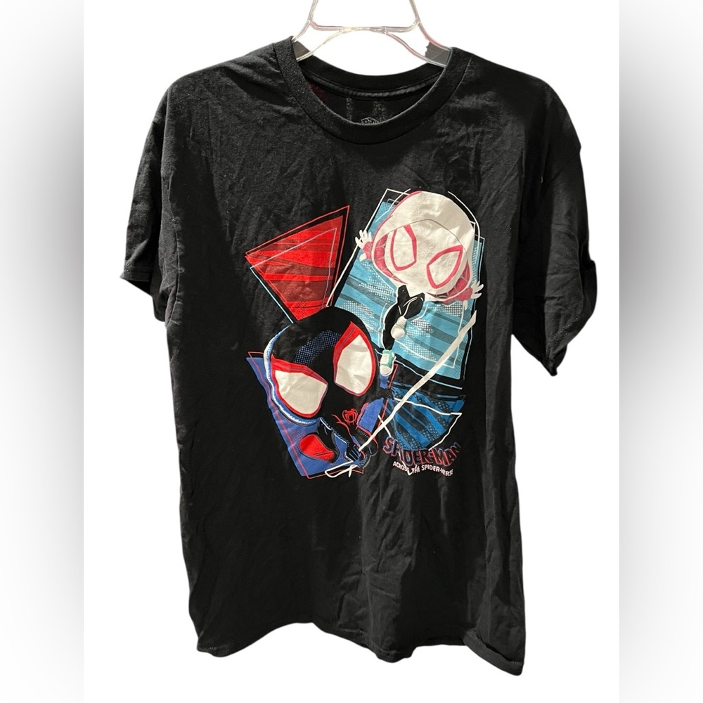 Marvel Spider-Man Across the Spider-Verse Pop! Tee Black Graphic T-Shirt Large
